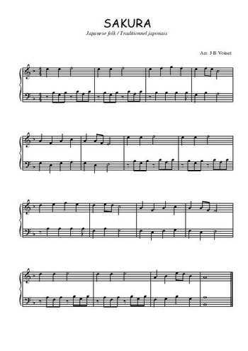 Téléchargez l'arrangement pour piano de la partition de Sakura en PDF